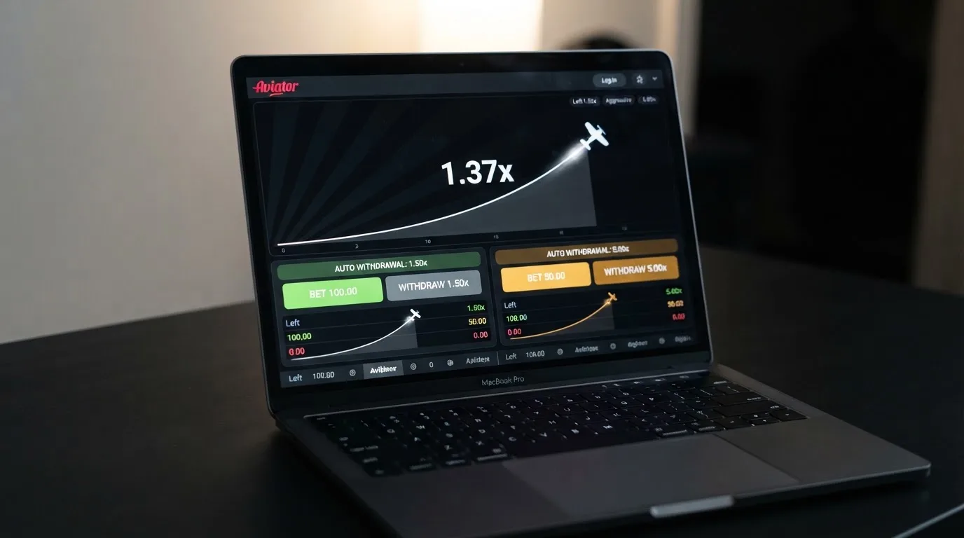 Pantalla de Aviator con dos apuestas simultáneas activas, cada una con su propio multiplicador de retiro