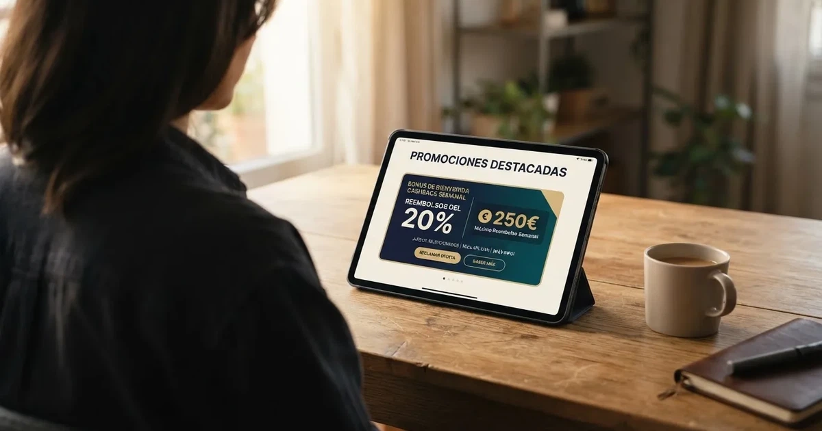Interfaz de un casino online español mostrando la sección de bonos y promociones activas