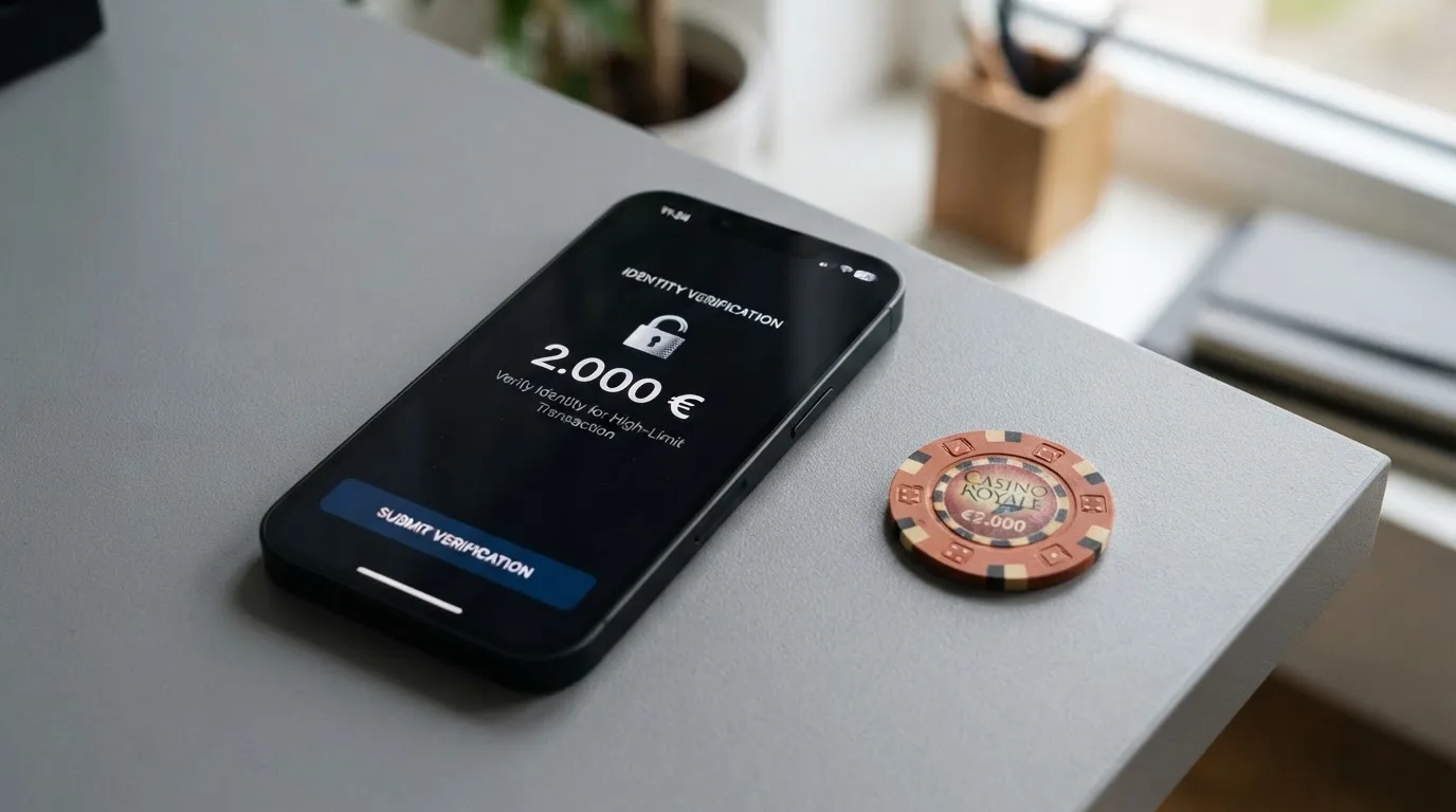 Un formulario de verificación de identidad en una pantalla con un candado entreabierto y la cifra «2.000 €» destacada